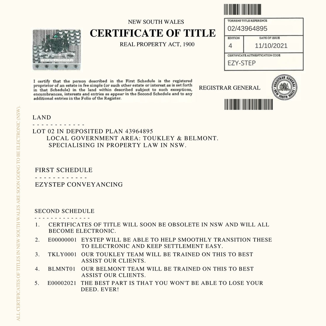 assignment certificate of title